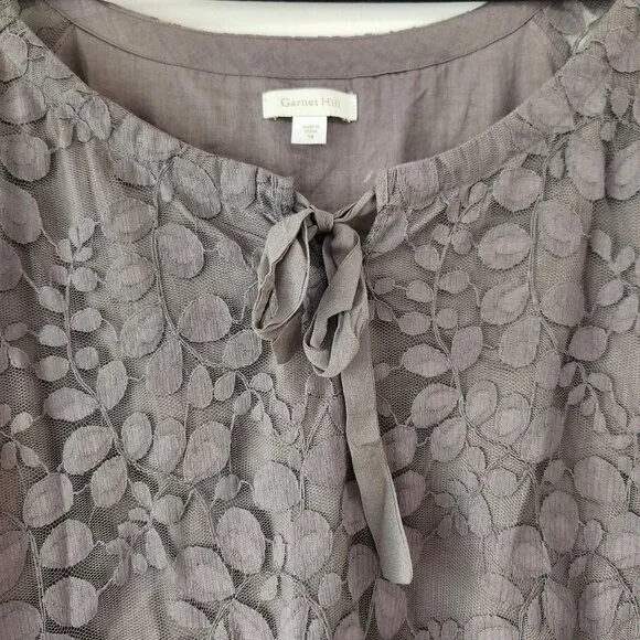 Garnet Hill Grey Boheme Lace Dress Shift Style Cocktail Formal Women's 18 - Picture 5 of 9